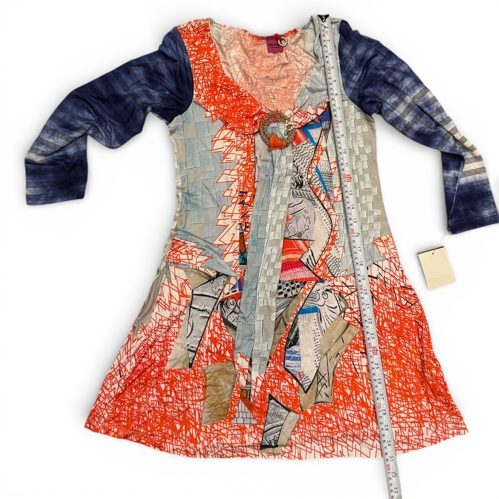 SAVE THE QUEEN art patchwork tunic dress multicolor size XL (small fit) - Picture 9 of 10